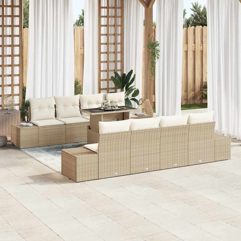 Garten-Sofa-Set 7 pcs Beige und Creme 100 x 55 x 73 cm